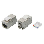 Модуль Кейстоун (Keystone) RJ45 CAT 6 экранированный (STP), 180 градусов, Toolless, серебристый